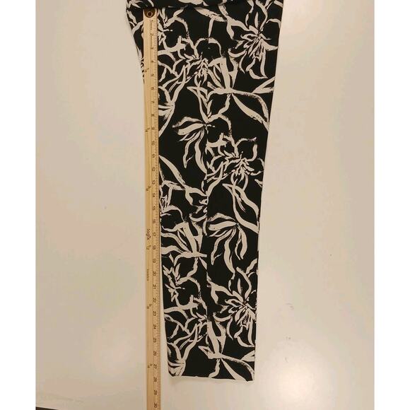 Elliott Lauren Pants Women's Size 10 Black & White Floral Pull On Ankle Rayon - Picture 10 of 14